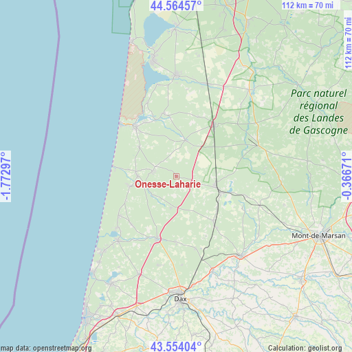 Onesse-Laharie on map