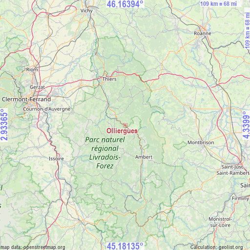 Olliergues on map