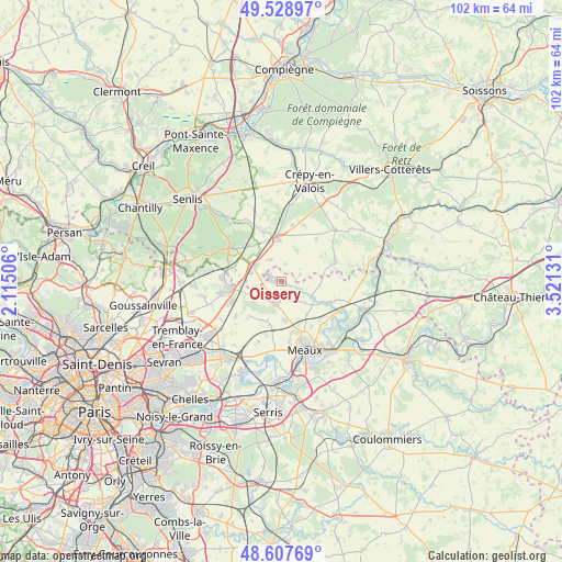 Oissery on map