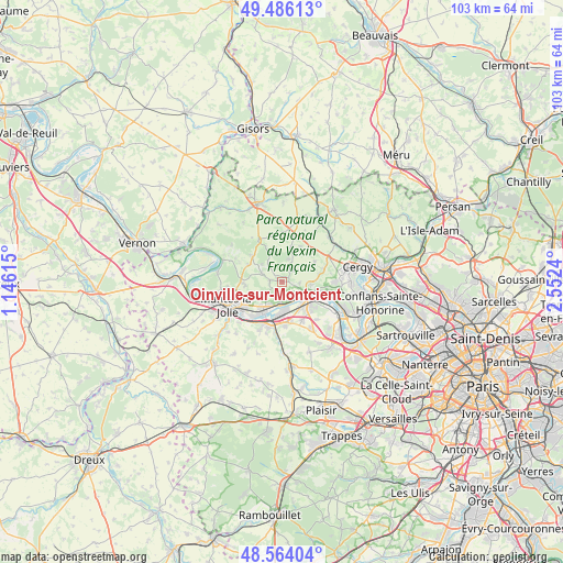 Oinville-sur-Montcient on map