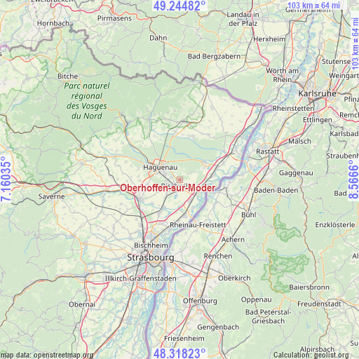Oberhoffen-sur-Moder on map