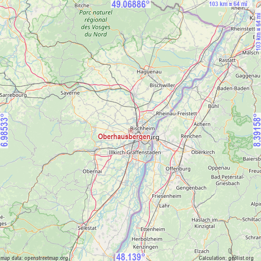 Oberhausbergen on map