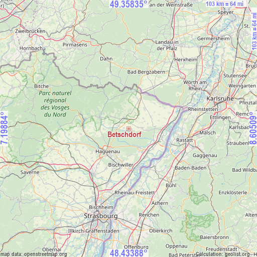 Betschdorf on map