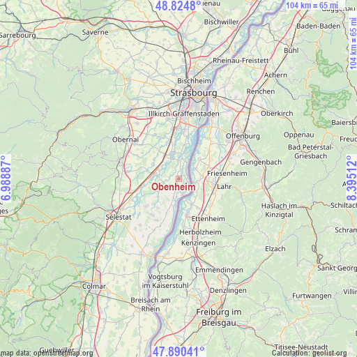 Obenheim on map