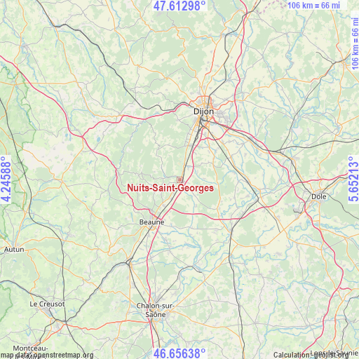 Nuits-Saint-Georges on map