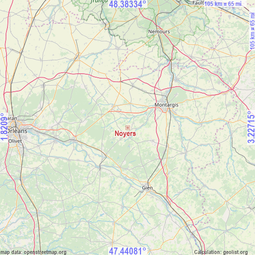 Noyers on map