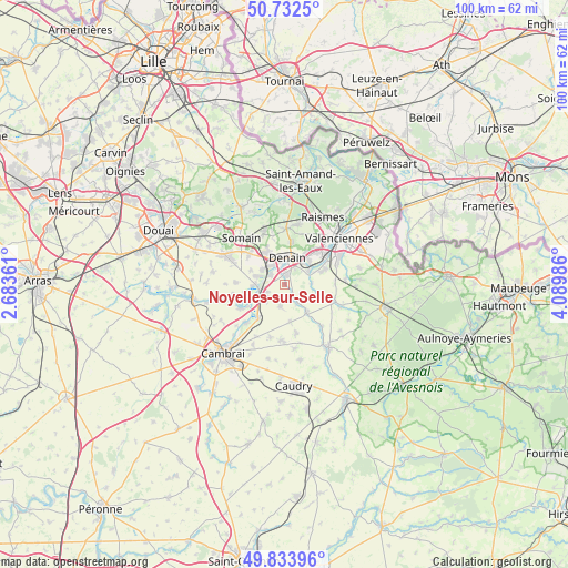 Noyelles-sur-Selle on map