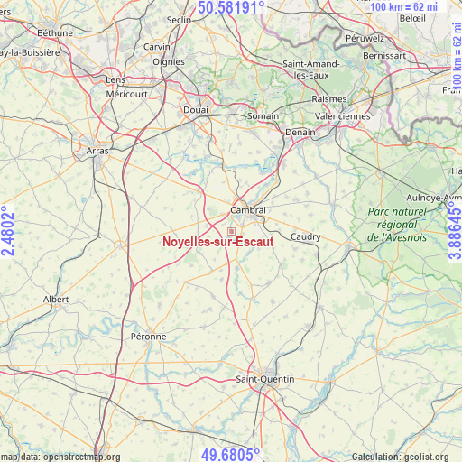 Noyelles-sur-Escaut on map