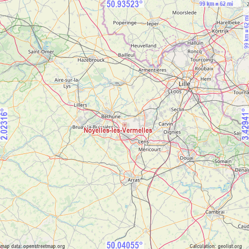 Noyelles-lès-Vermelles on map