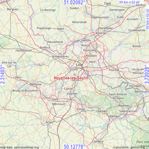 Noyelles-lès-Seclin on map