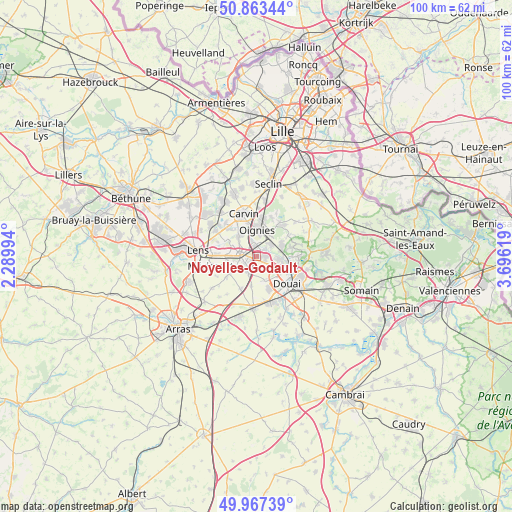 Noyelles-Godault on map