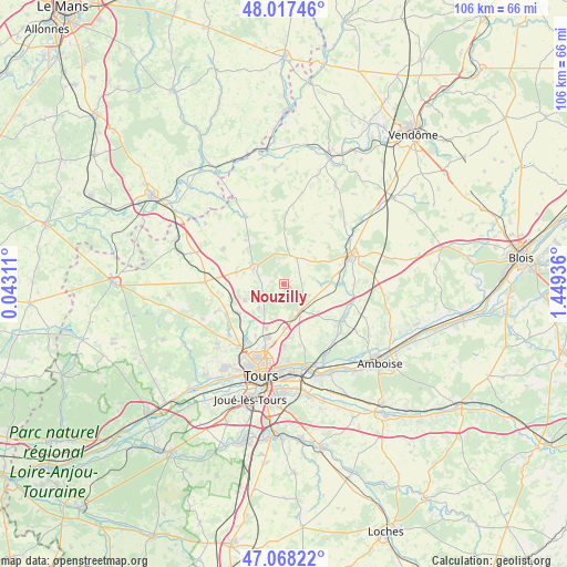 Nouzilly on map