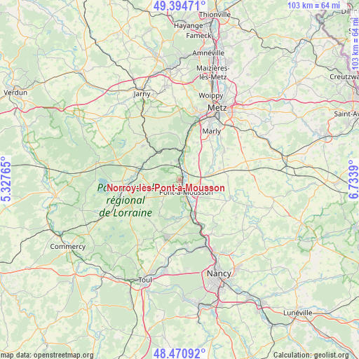 Norroy-lès-Pont-à-Mousson on map