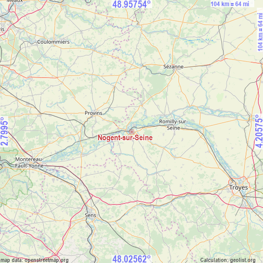 Nogent-sur-Seine on map