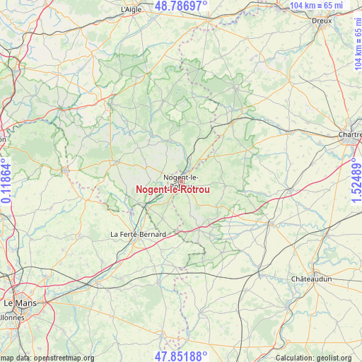 Nogent-le-Rotrou on map