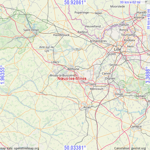 Nœux-les-Mines on map