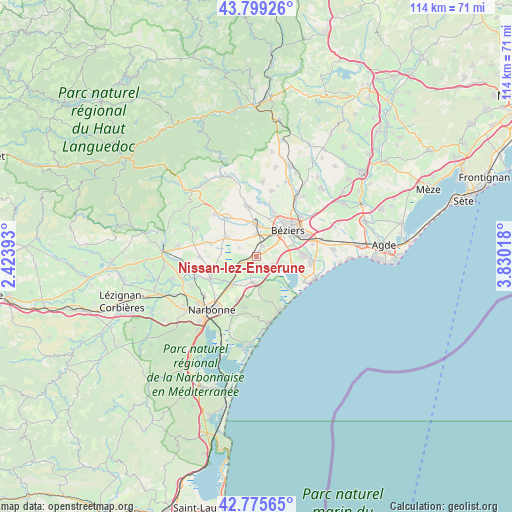 Nissan-lez-Enserune on map