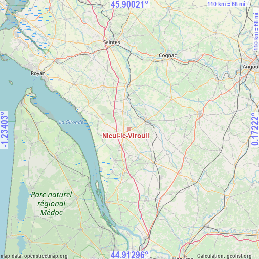 Nieul-le-Virouil on map