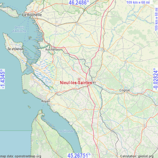 Nieul-lès-Saintes on map