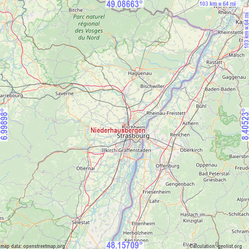 Niederhausbergen on map