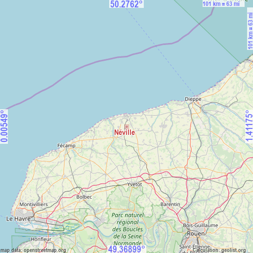 Néville on map