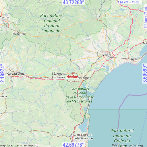 Névian on map
