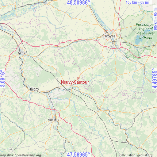 Neuvy-Sautour on map