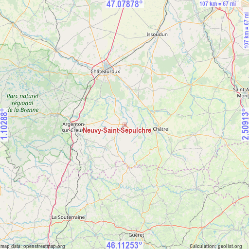 Neuvy-Saint-Sépulchre on map