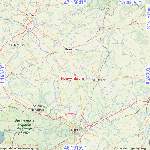 Neuvy-Bouin on map