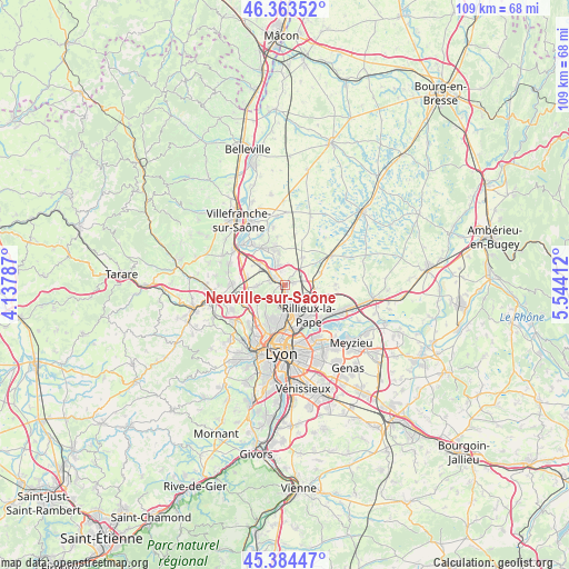 Neuville-sur-Saône on map