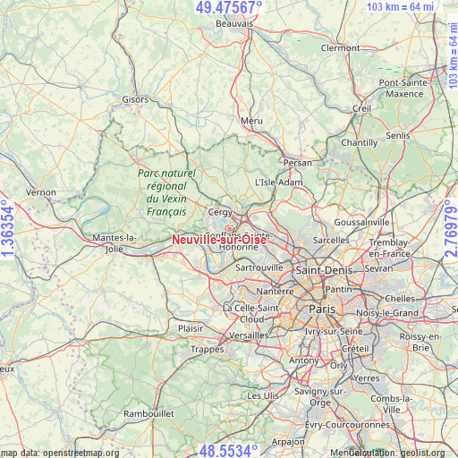 Neuville-sur-Oise on map