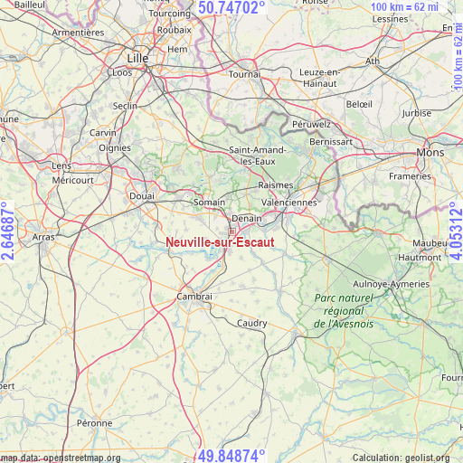 Neuville-sur-Escaut on map