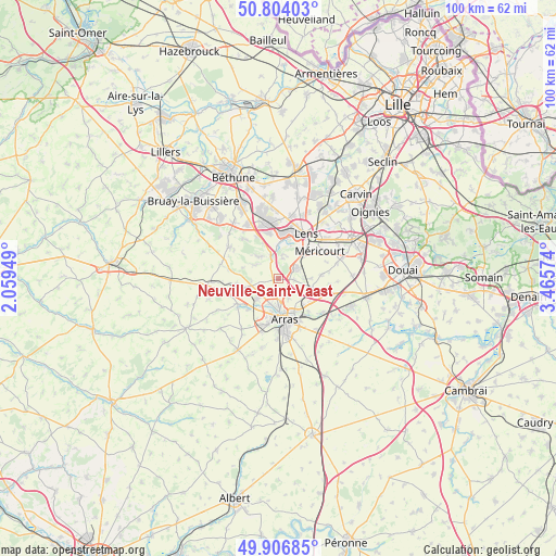 Neuville-Saint-Vaast on map