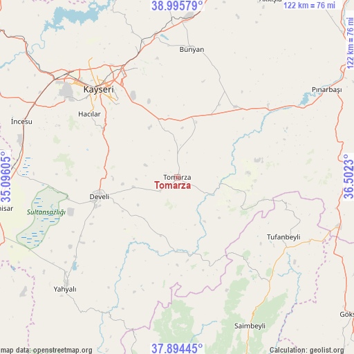 Tomarza on map