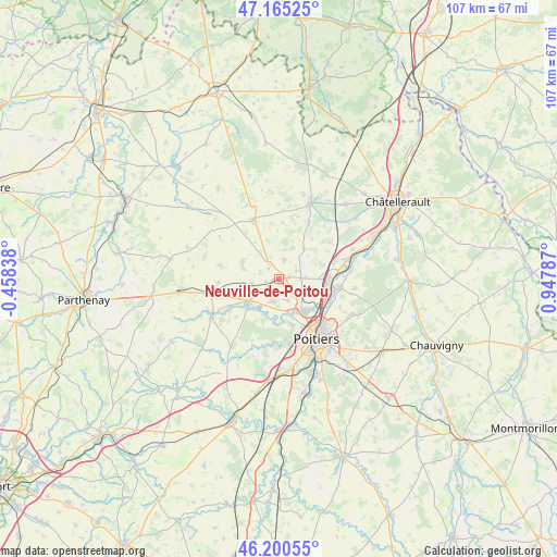 Neuville-de-Poitou on map