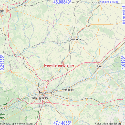 Neuville-sur-Brenne on map