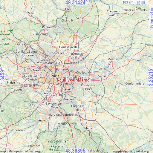 Neuilly-sur-Marne on map