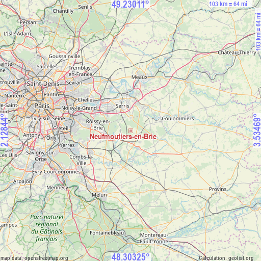 Neufmoutiers-en-Brie on map