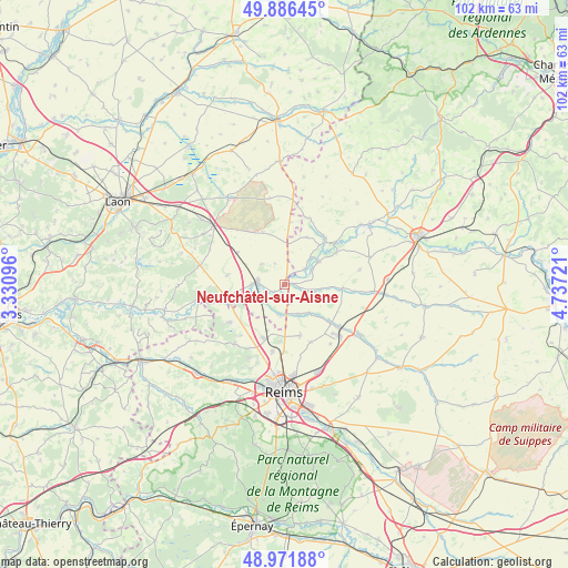 Neufchâtel-sur-Aisne on map