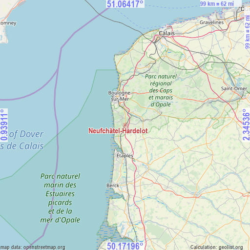 Neufchâtel-Hardelot on map