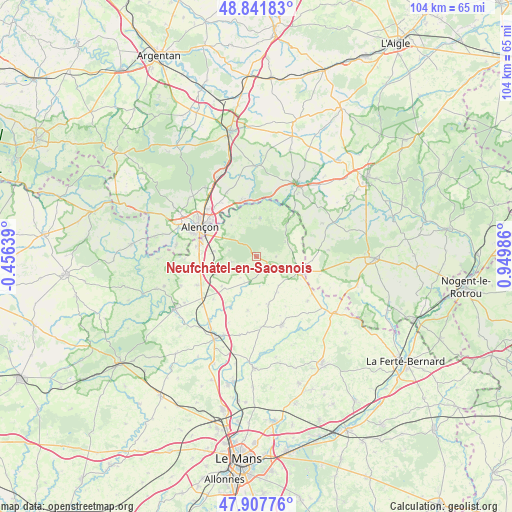 Neufchâtel-en-Saosnois on map