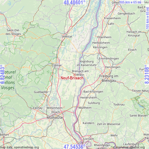 Neuf-Brisach on map