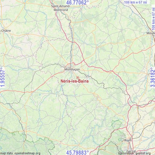 Néris-les-Bains on map