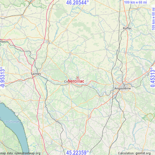 Nercillac on map