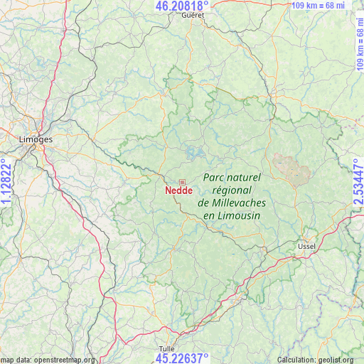 Nedde on map