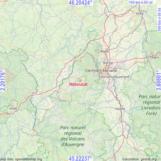 Nébouzat on map