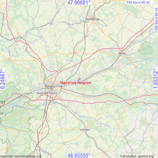 Nazelles-Négron on map