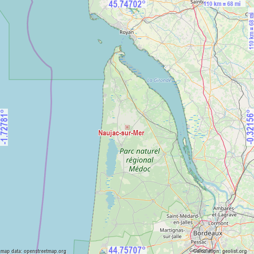 Naujac-sur-Mer on map