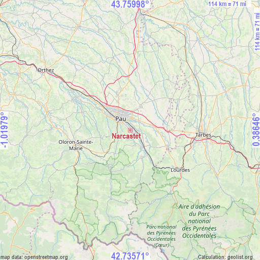 Narcastet on map