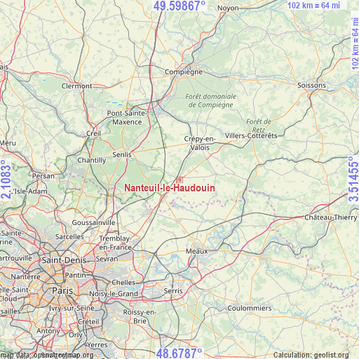 Nanteuil-le-Haudouin on map